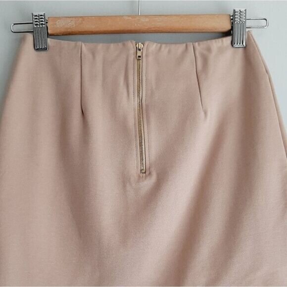 COCO & YVES Asymmetrical Fitted Mini Skirt Light Beige Sz S - Picture 6 of 10